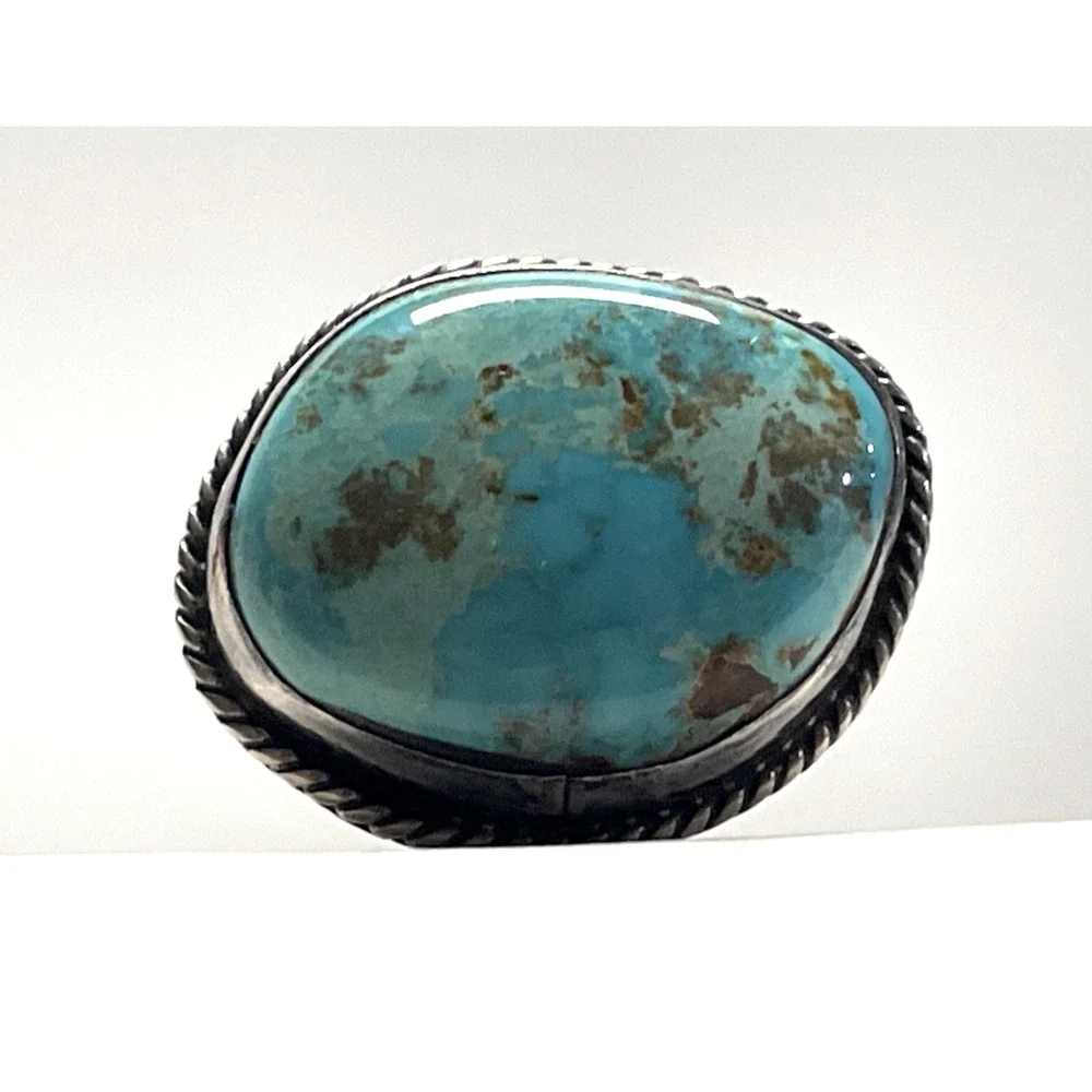 Vintage Navajo Turquoise 925 Sterling Silver Large Statement Ring Size 7.25 10g